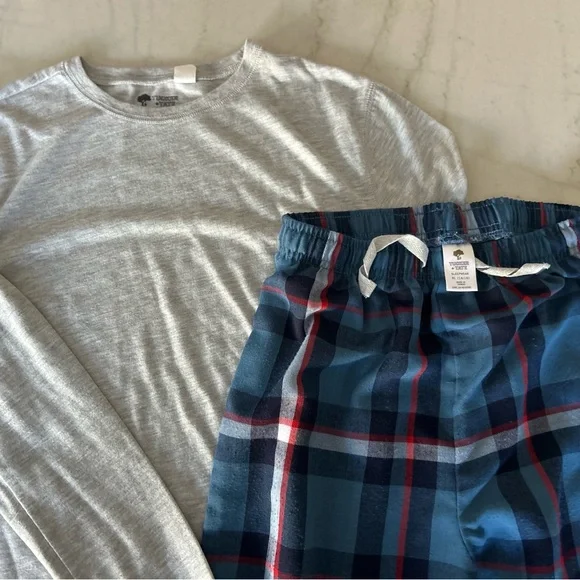 Tucker + Tate Gray and Blue Plaid Kids Pajama Set - Picture 2 of 3